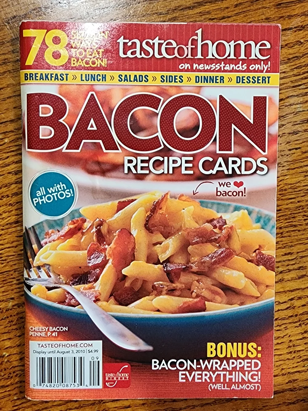 Rare 2010 taste of home Bacon Recipe Cards - Red